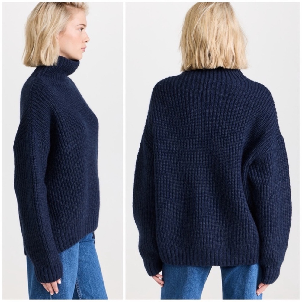 ANINE BING Sydney Knit Navy Blue Sweater SZ S - Picture 2 of 8